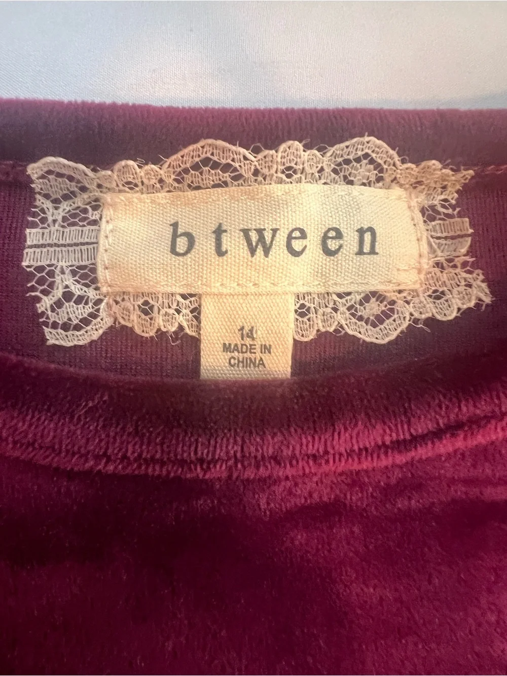 btween Y2K Burgundy Velvet Ruffle Skirt Set Size 14